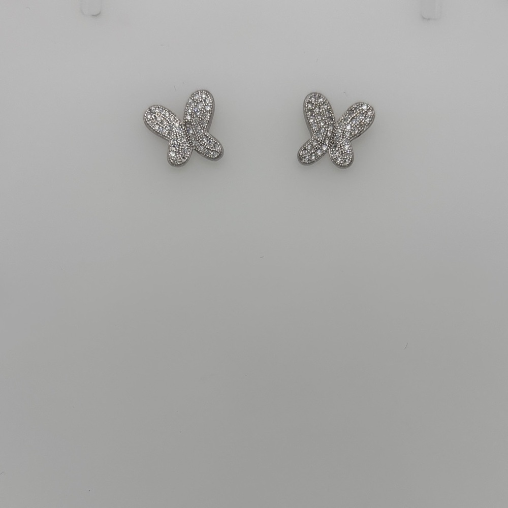 Sparkling Silver Butterfly Stud Earrings